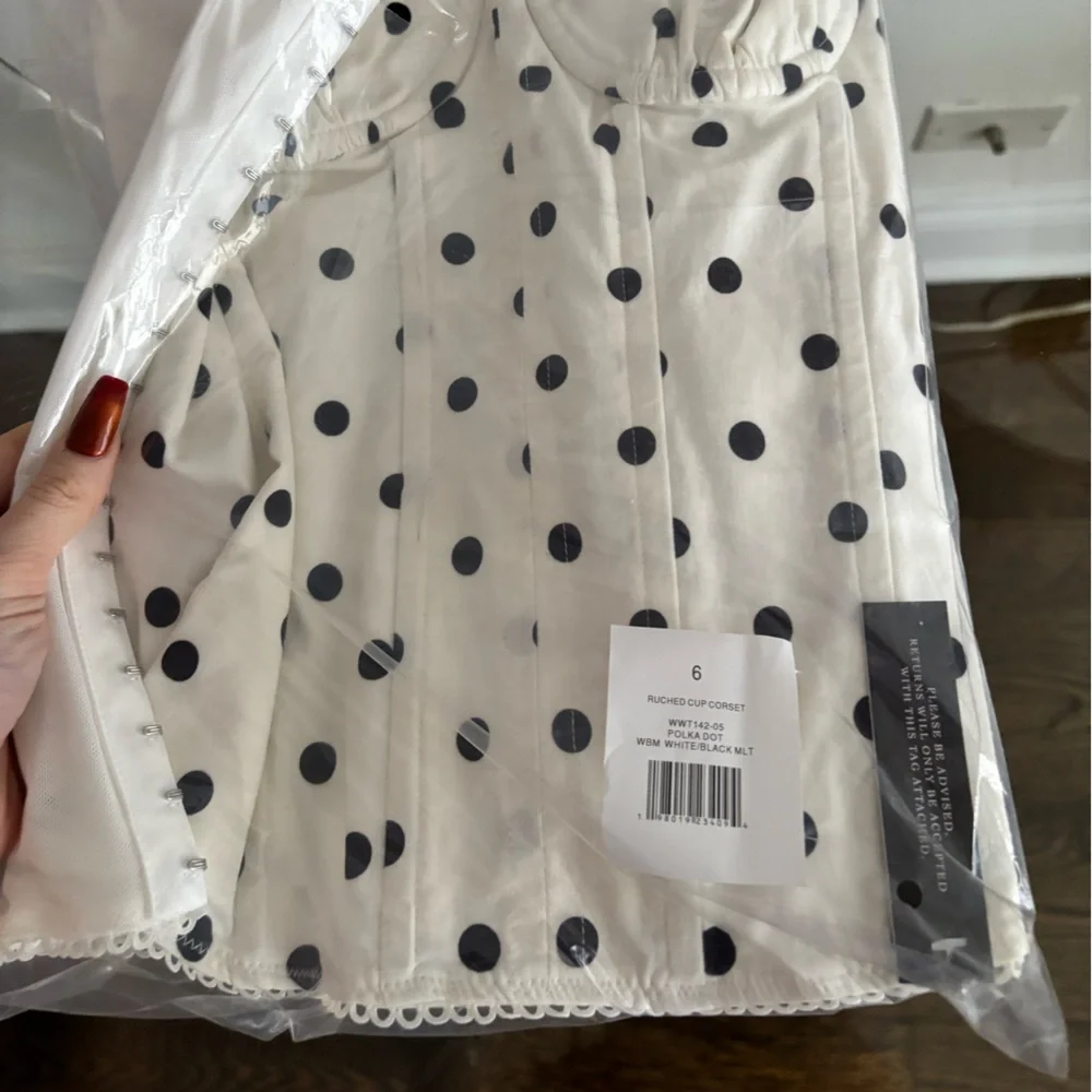 NWT WEWOREWHAT Polka Dot Ruched Cup Corset Bustier Top - Picture 3 of 8